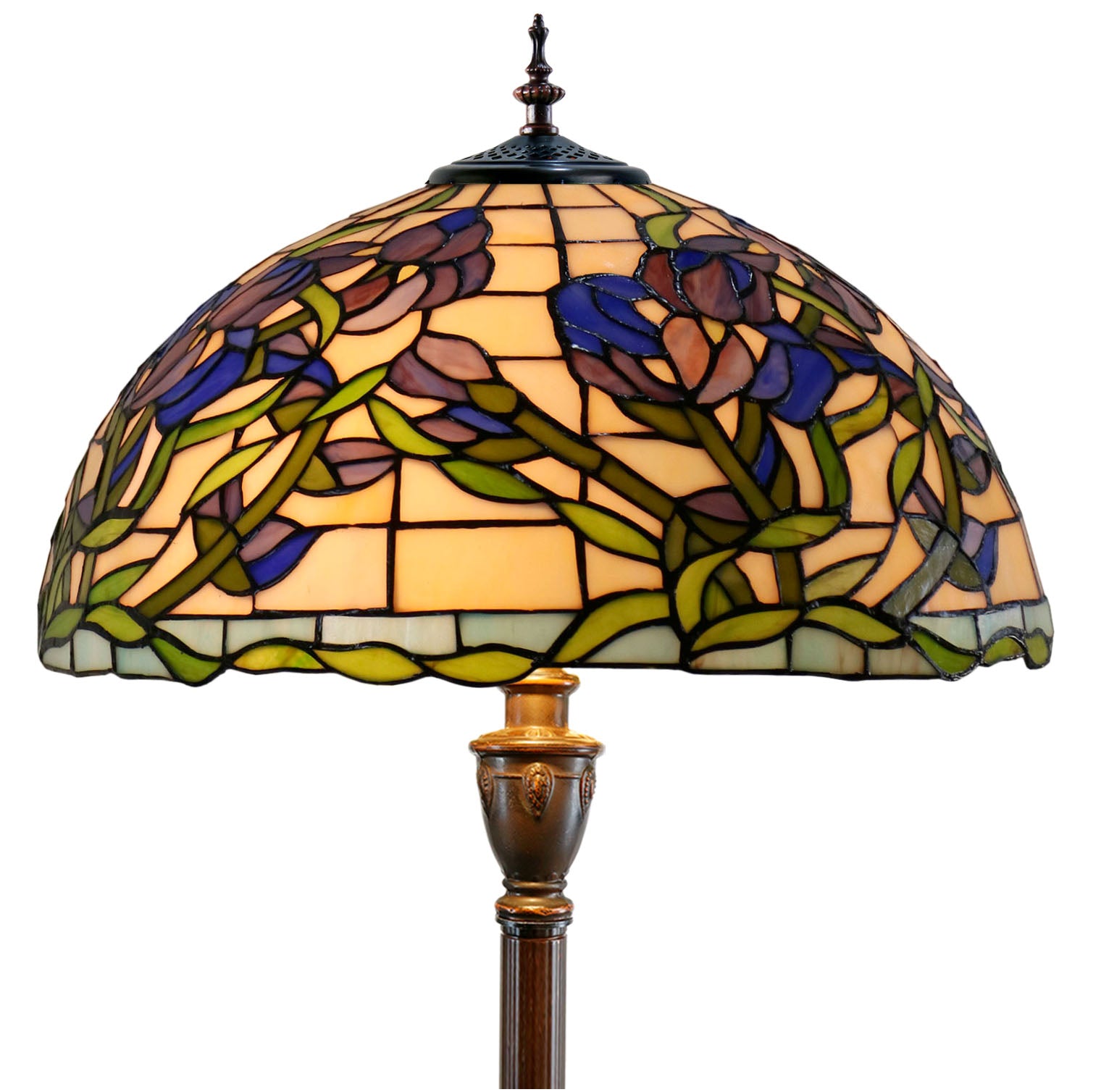 18" Blue Sweet pea blossoms Stained Glass Tiffany Floor Lamp 18" Blue Sweet pea blossoms Stained Glass Tiffany Floor Lamp
