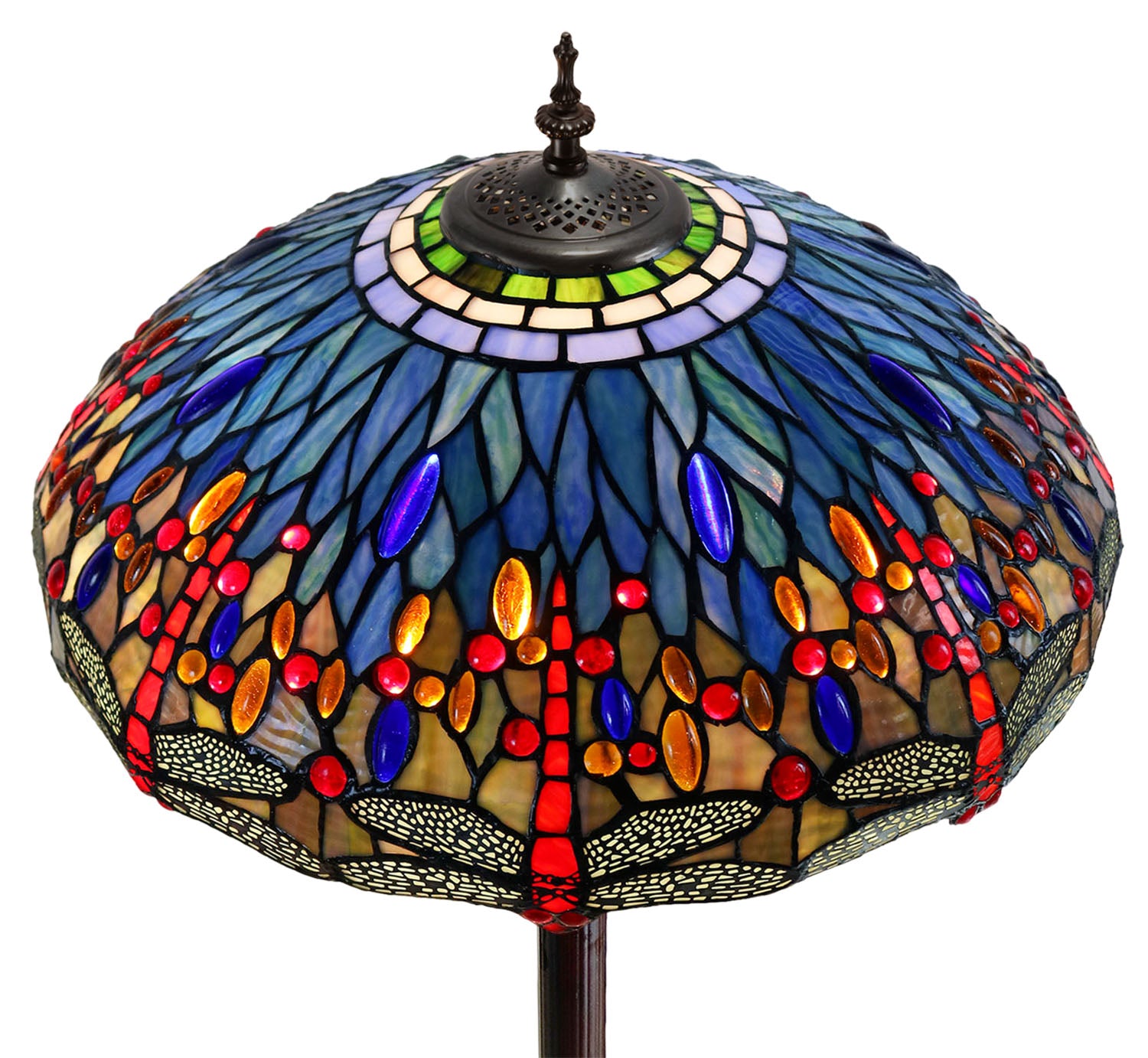 18" Classical Red Blue Dragonfly  Stained Glass Tiffany Floor Lamp 18" Classical Red Blue Dragonfly  Stained Glass Tiffany Floor Lamp