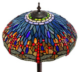 18" Classical Red Blue Dragonfly  Stained Glass Tiffany Floor Lamp 18" Classical Red Blue Dragonfly  Stained Glass Tiffany Floor Lamp