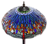 18" Classical Red Blue Dragonfly  Stained Glass Tiffany Floor Lamp 18" Classical Red Blue Dragonfly  Stained Glass Tiffany Floor Lamp