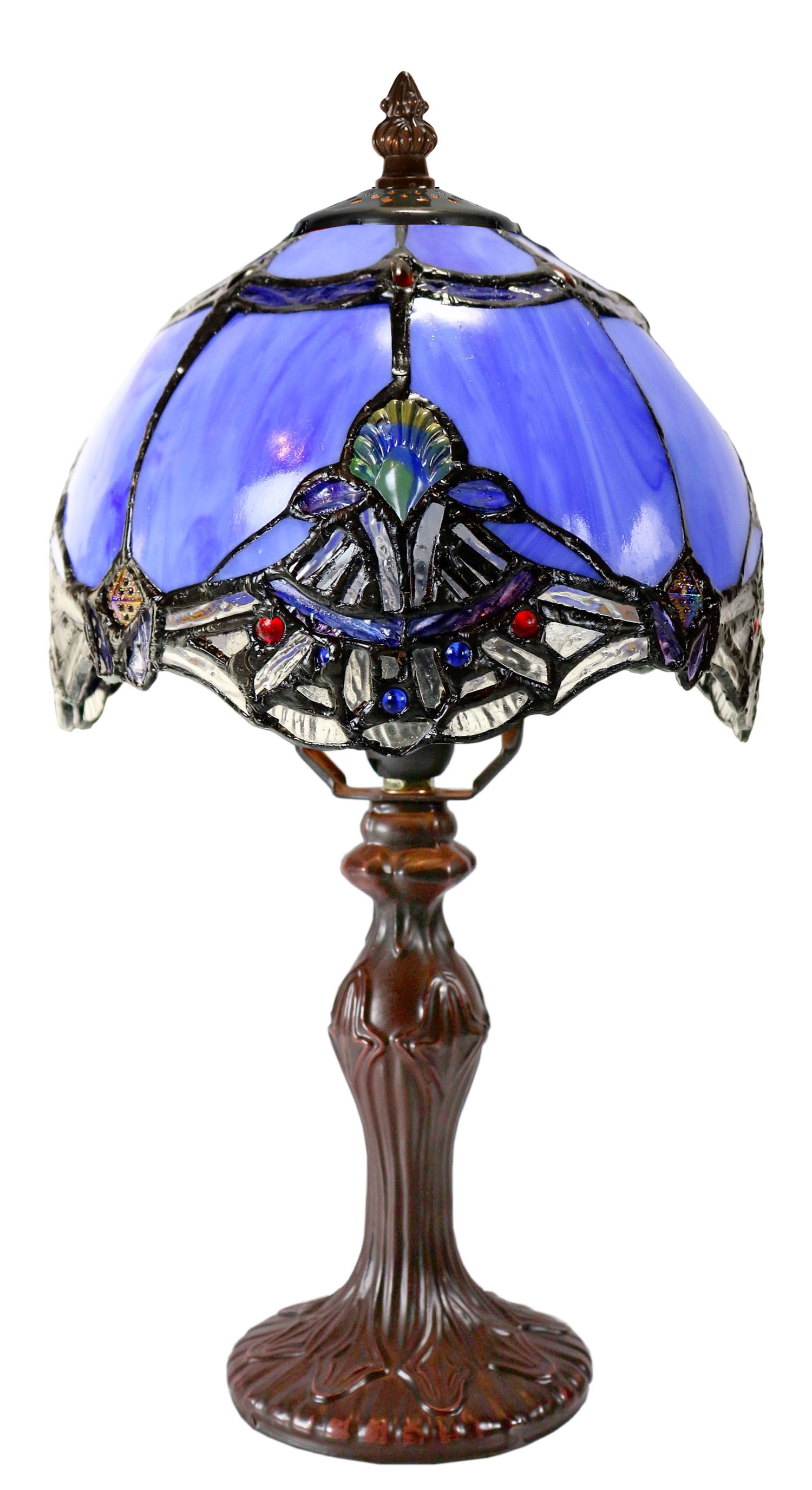 Cute  8" Blue Baroque Style curved Glass Tiffany Mini Lamp Cute  8" Blue Baroque Style curved Glass Tiffany Mini Lamp