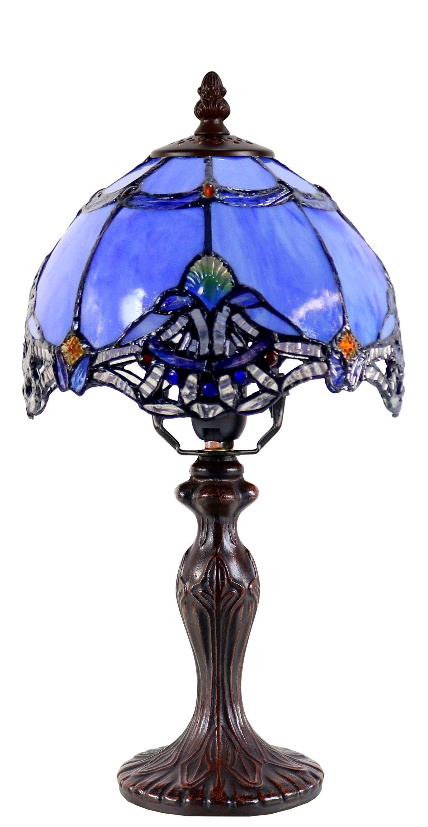 Cute  8" Blue Baroque Style curved Glass Tiffany Mini Lamp Cute  8" Blue Baroque Style curved Glass Tiffany Mini Lamp