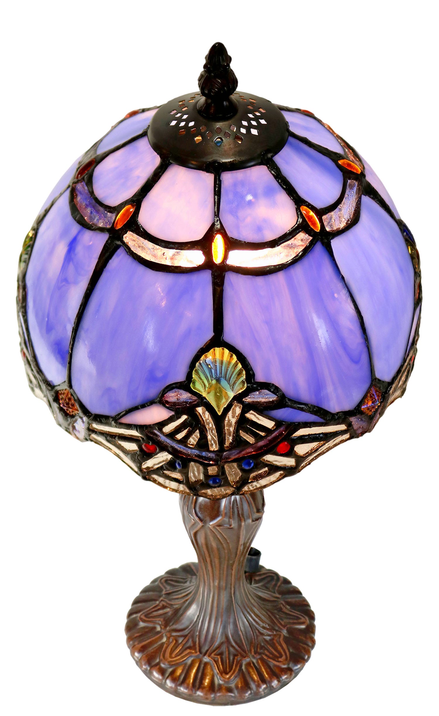 Cute  8" Blue Baroque Style curved Glass Tiffany Mini Lamp Cute  8" Blue Baroque Style curved Glass Tiffany Mini Lamp