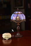 Cute  8" Blue Baroque Style curved Glass Tiffany Mini Lamp Cute  8" Blue Baroque Style curved Glass Tiffany Mini Lamp