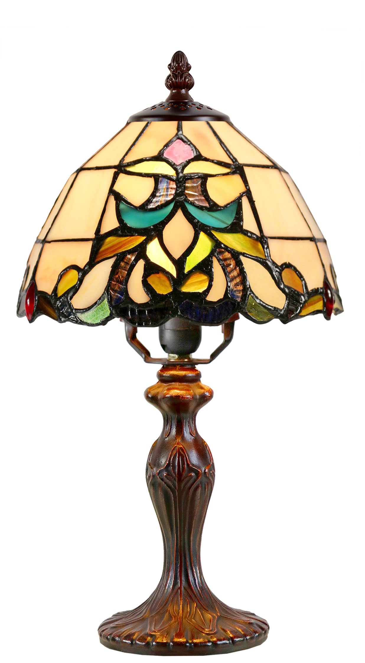 8" Victorian Style Joanne Tiffany Mini Table Lamp 8" Victorian Style Joanne Tiffany Mini Table Lamp