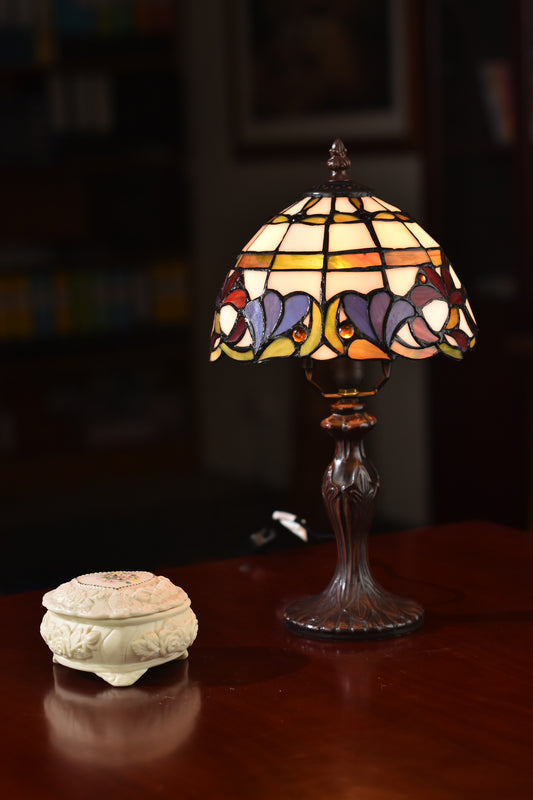 Elegant 8" Leaf Ribbon Style Tiffany Mini Table Lamp