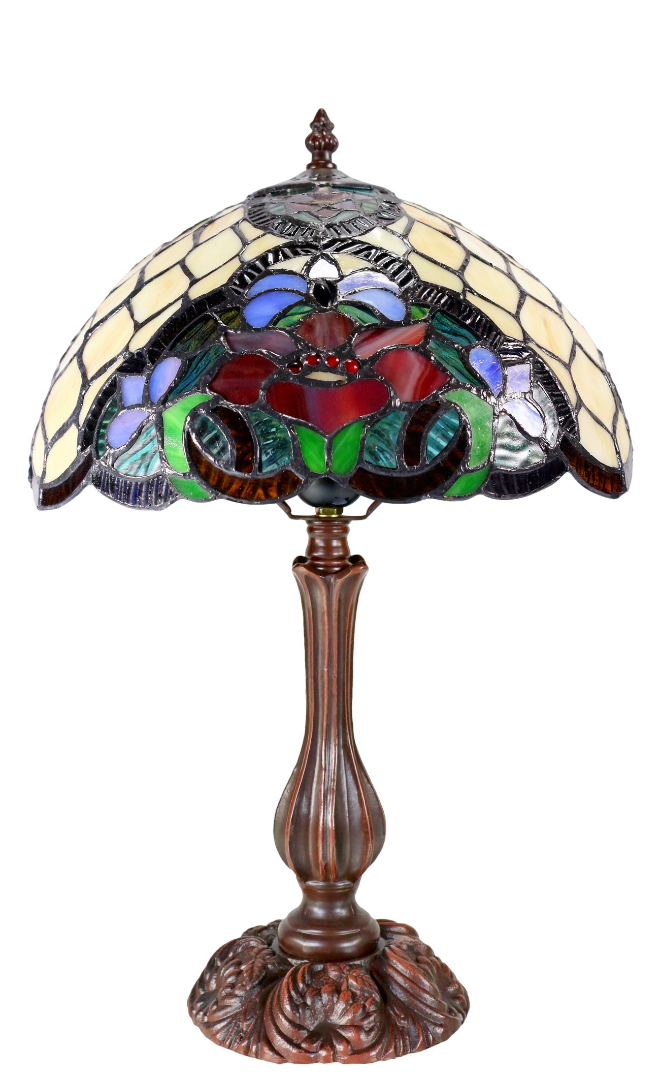 12" Poppy Flower Tiffany Tiffany Bedside Lamp