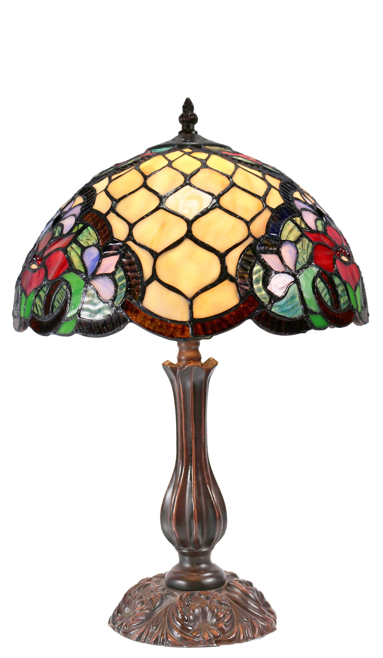 12" Poppy Flower Tiffany Tiffany Bedside Lamp