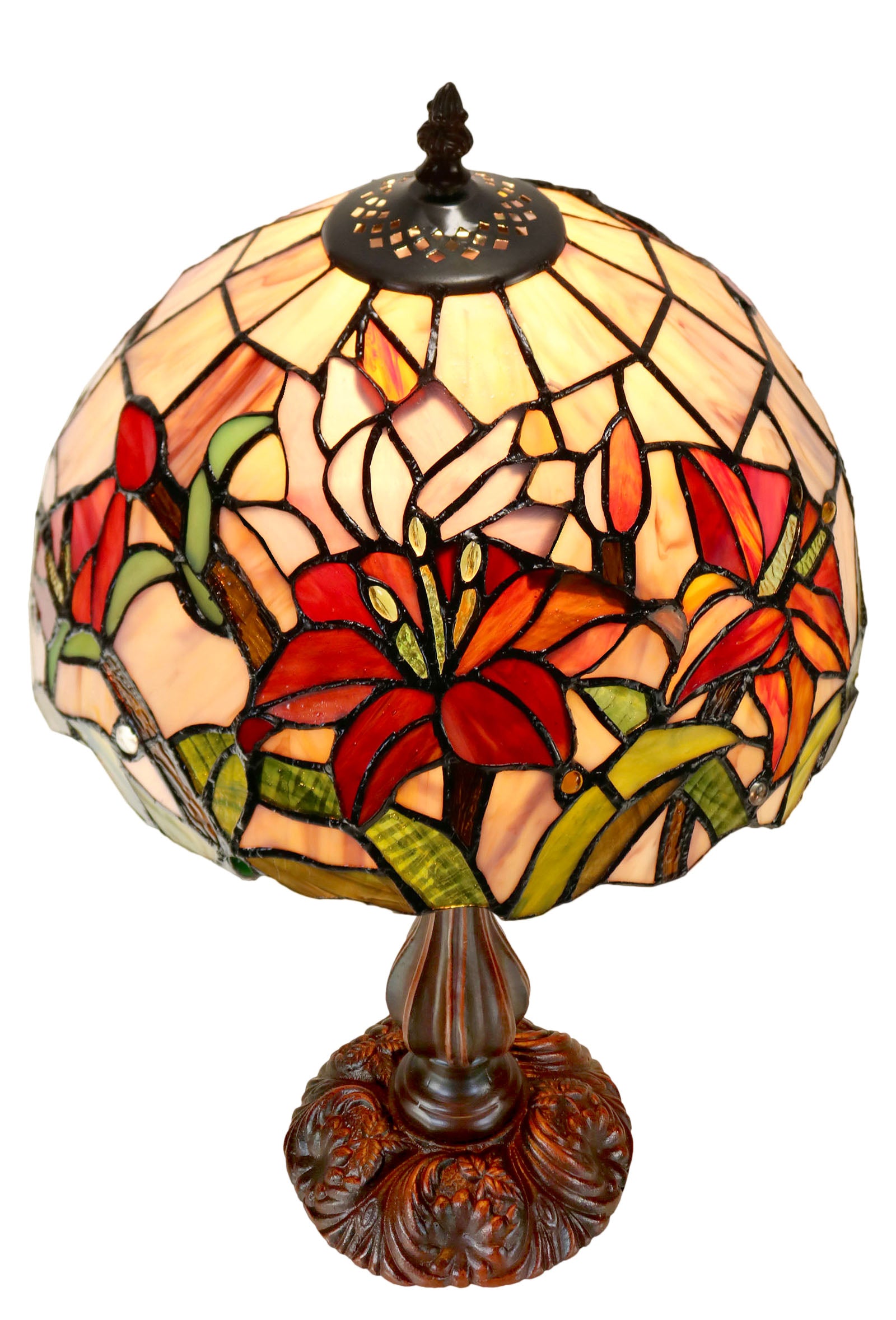 Amazing Oriental Lily  Style Stained Glass Leadlight Tiffany  Desk Lamp Amazing Oriental Lily  Style Stained Glass Leadlight Tiffany  Desk Lamp