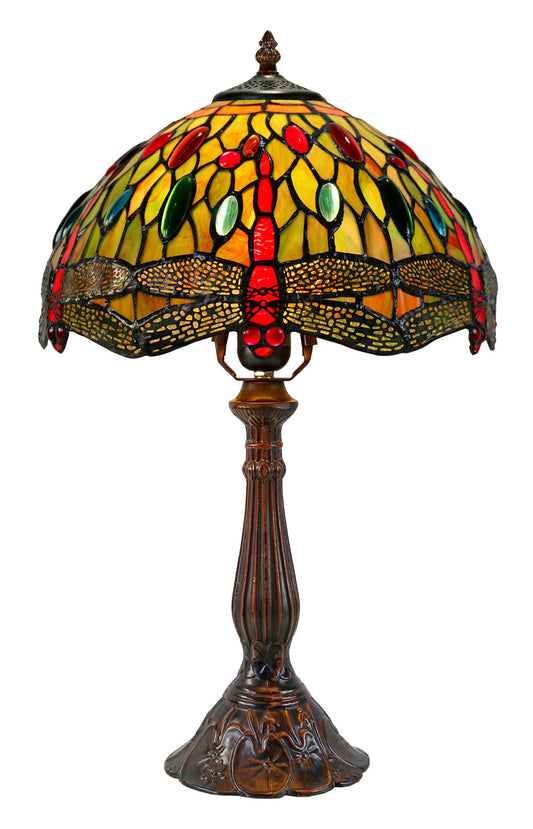 12"  Classical Dragonfly Style Tiffany Bedside Lamp