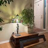 16" Large Clematis Flower Trellis Tiffany  Stained Class table Lamp 16" Large Clematis Flower Trellis Tiffany  Stained Class table Lamp