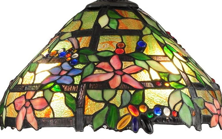 16" Large Clematis Flower Trellis Tiffany  Stained Class table Lamp 16" Large Clematis Flower Trellis Tiffany  Stained Class table Lamp