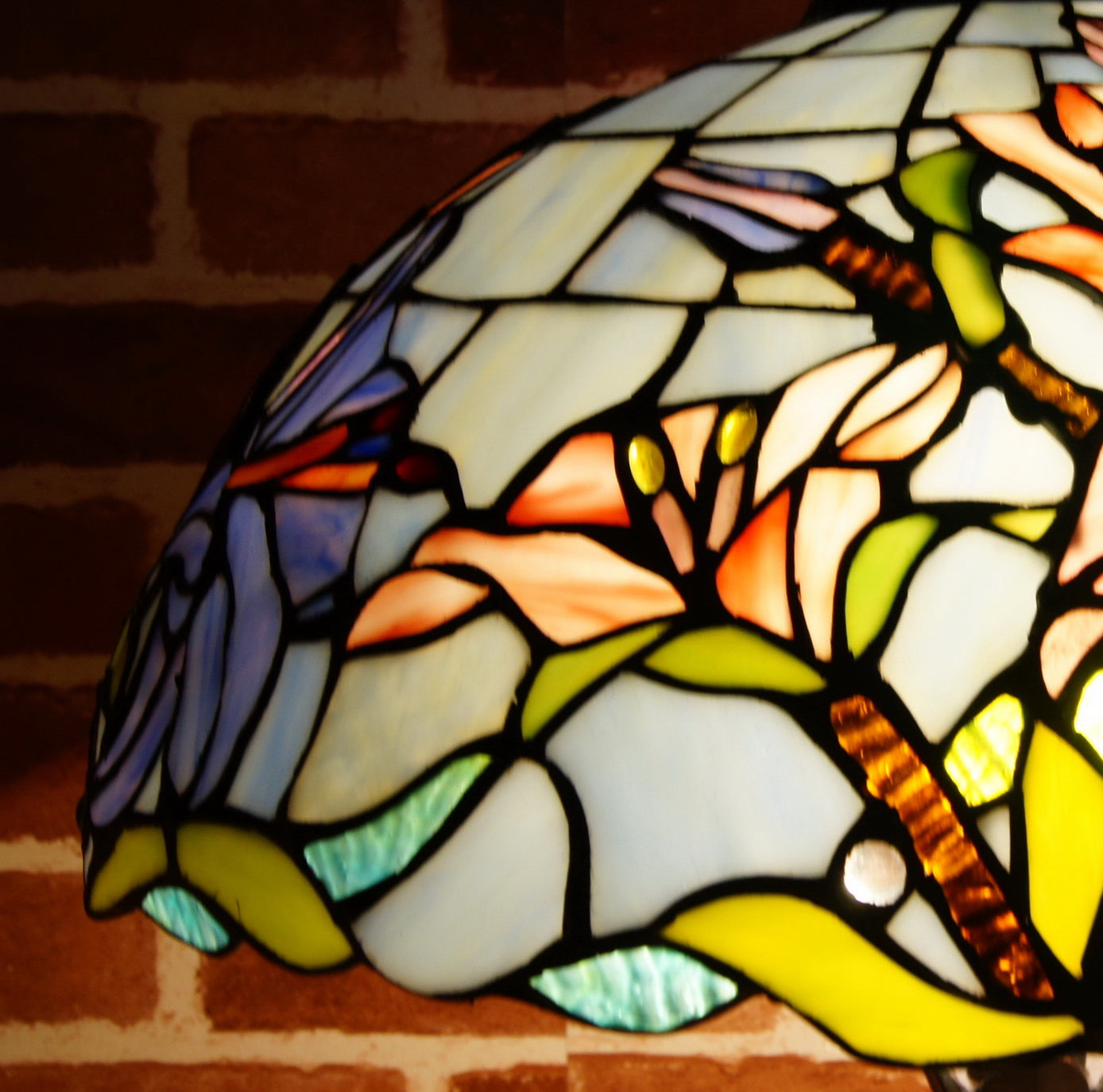 Large 16" Oriental Lily  Style Stained Glass Leadlight Tiffany  Table Lamp Large 16" Oriental Lily  Style Stained Glass Leadlight Tiffany  Table Lamp