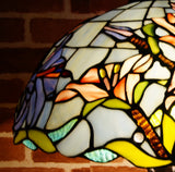 Large 16" Oriental Lily  Style Stained Glass Leadlight Tiffany  Table Lamp Large 16" Oriental Lily  Style Stained Glass Leadlight Tiffany  Table Lamp