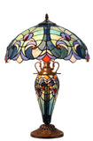 Limited Edition@16" Large Amor Blue Victorian Style Double Lights Tiffany Table Lamp Limited Edition@16" Large Amor Blue Victorian Style Double Lights Tiffany Table Lamp