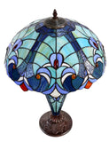 Limited Edition@16" Large Amor Blue Victorian Style Double Lights Tiffany Table Lamp Limited Edition@16" Large Amor Blue Victorian Style Double Lights Tiffany Table Lamp
