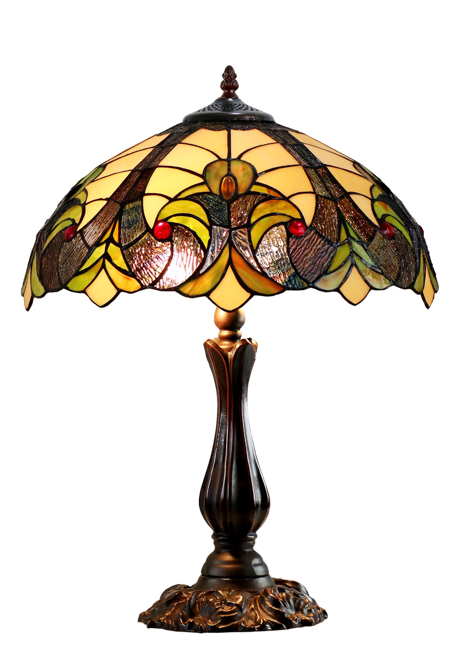 16" Large Amor Ivory Victorian Style Tiffany Table Lamp 16" Large Amor Ivory Victorian Style Tiffany Table Lamp