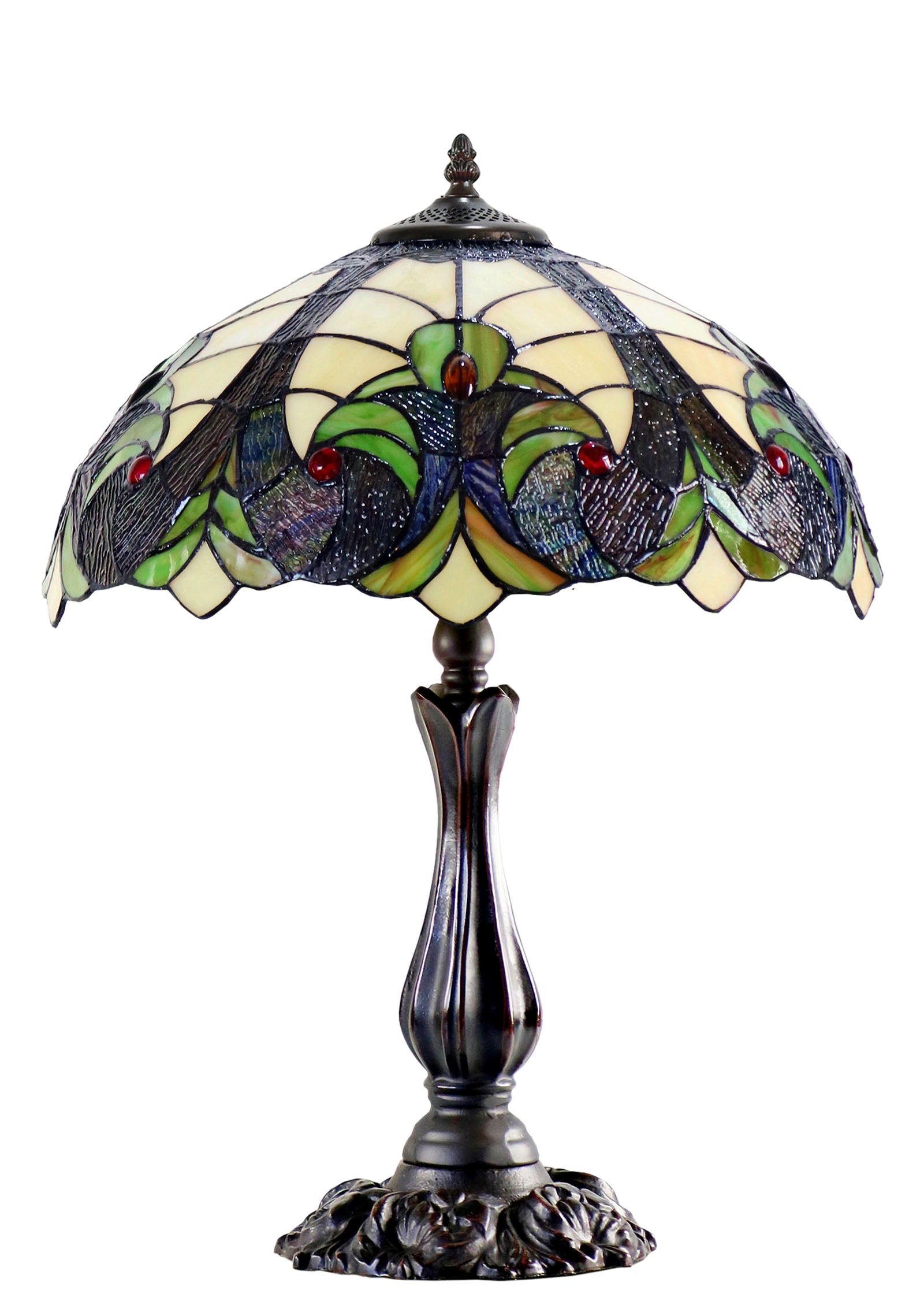 16" Large Amor Ivory Victorian Style Tiffany Table Lamp 16" Large Amor Ivory Victorian Style Tiffany Table Lamp