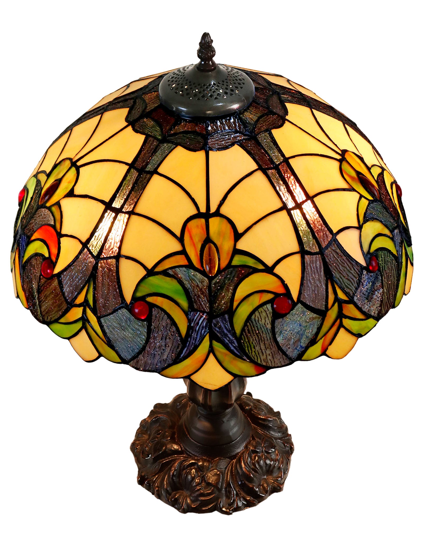 16" Large Amor Ivory Victorian Style Tiffany Table Lamp 16" Large Amor Ivory Victorian Style Tiffany Table Lamp