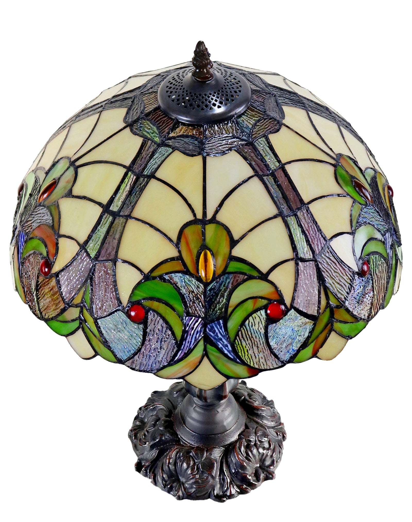 16" Large Amor Ivory Victorian Style Tiffany Table Lamp 16" Large Amor Ivory Victorian Style Tiffany Table Lamp