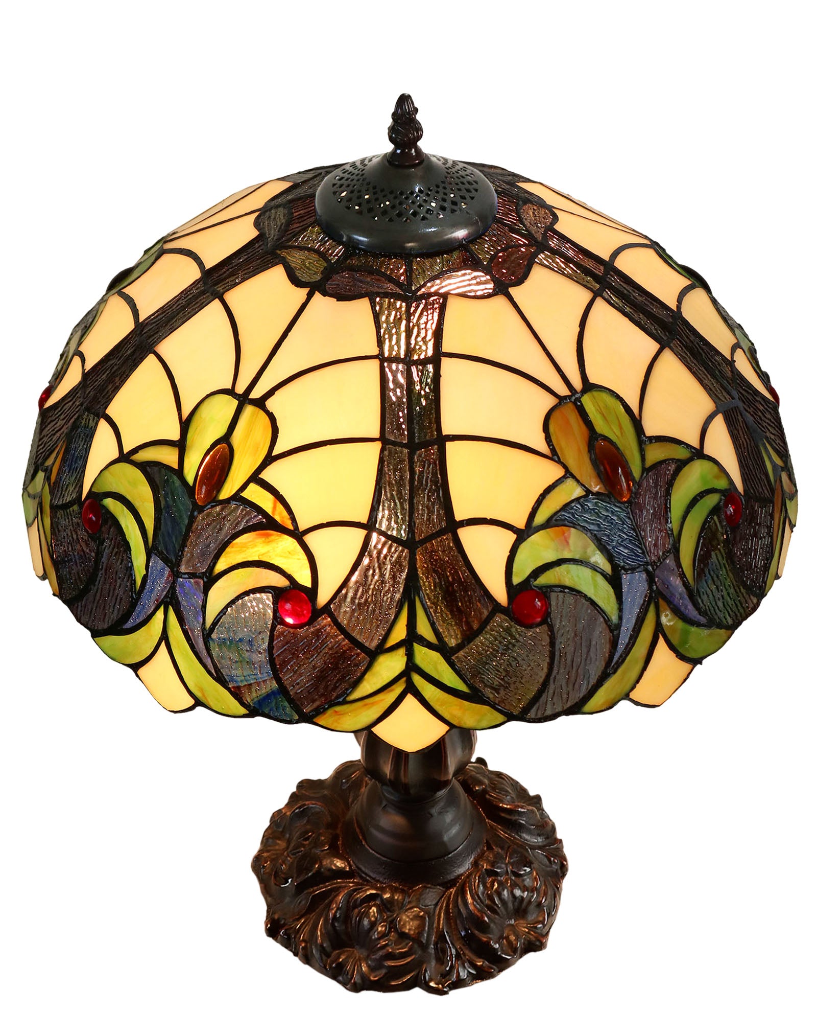 16" Large Amor Ivory Victorian Style Tiffany Table Lamp 16" Large Amor Ivory Victorian Style Tiffany Table Lamp