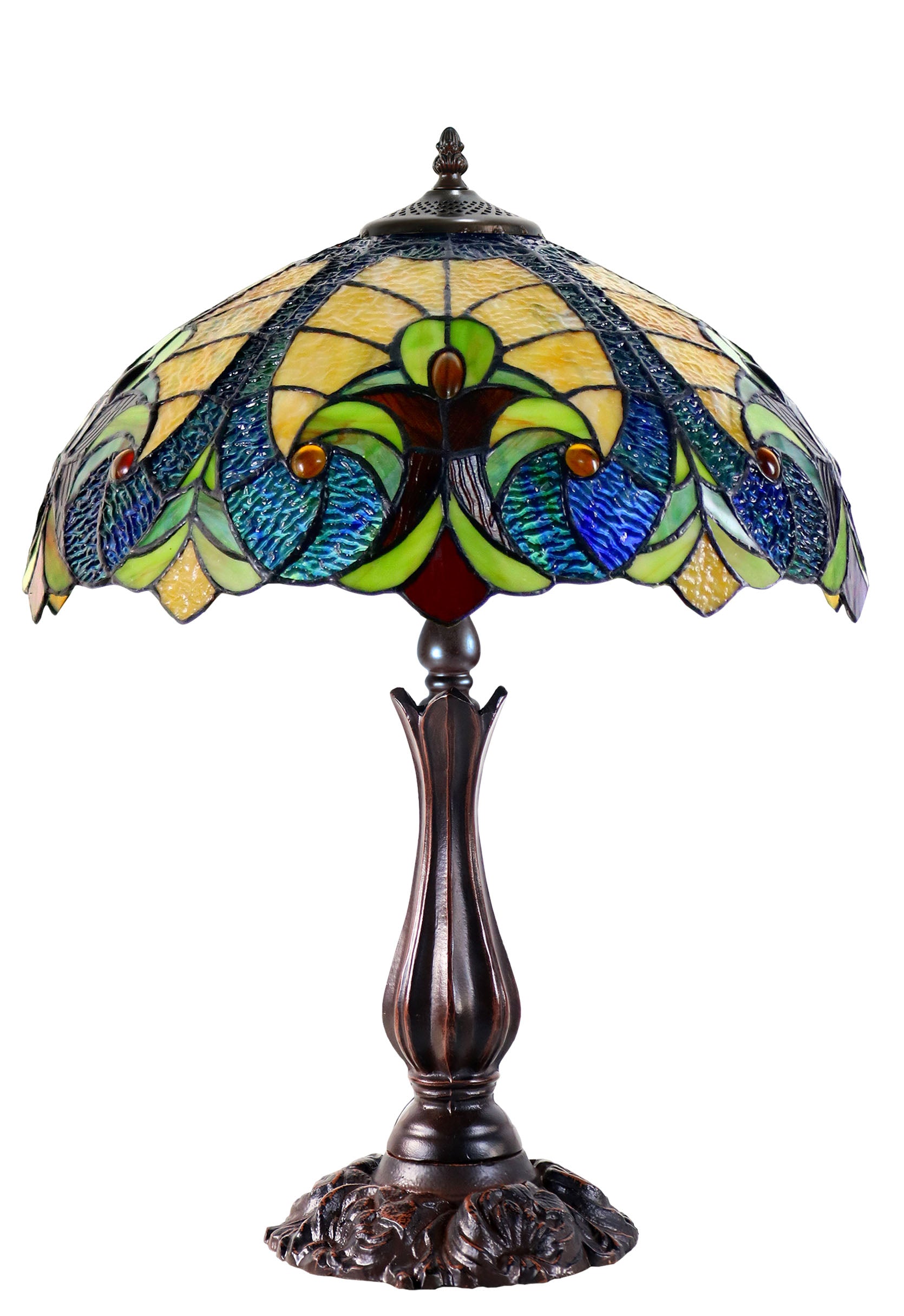 16" Large Amor Golden Victorian Style Tiffany Table Lamp 16" Large Amor Golden Victorian Style Tiffany Table Lamp