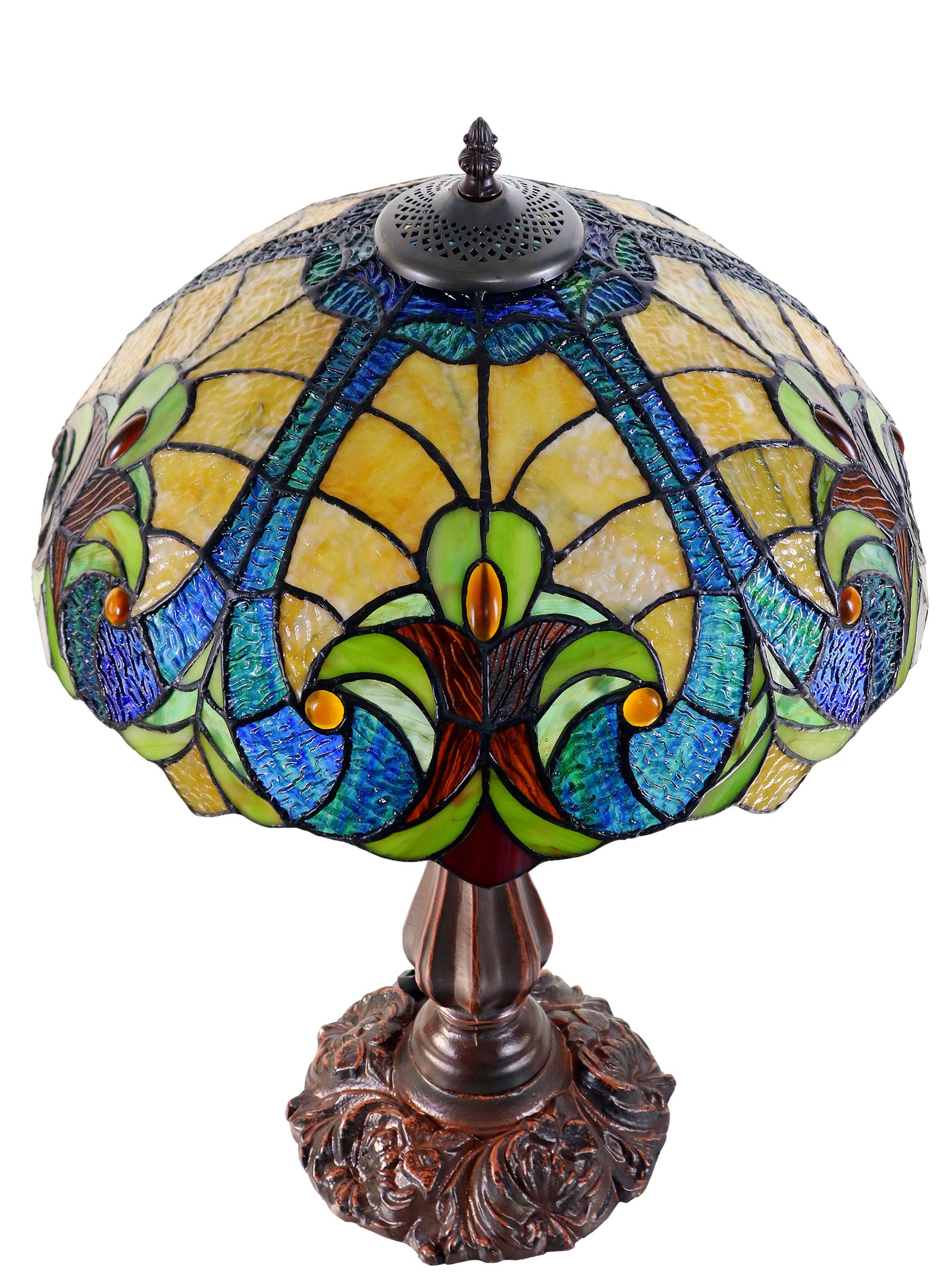 16" Large Amor Golden Victorian Style Tiffany Table Lamp 16" Large Amor Golden Victorian Style Tiffany Table Lamp
