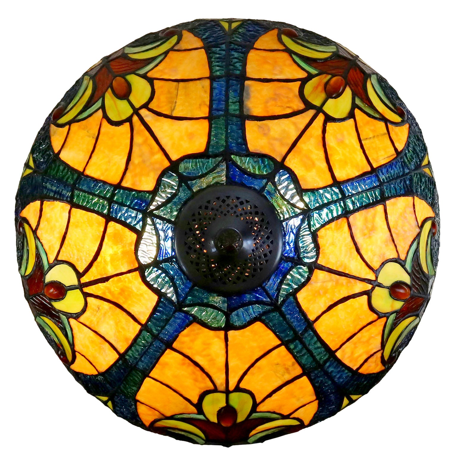 16" Large Amor Golden Victorian Style Tiffany Table Lamp 16" Large Amor Golden Victorian Style Tiffany Table Lamp