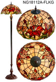 LARGE 18" Oriental Lily Style Floral Real Stained Glass Tiffany Floor Lamp LARGE 18" Oriental Lily Style Floral Real Stained Glass Tiffany Floor Lamp