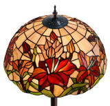 LARGE 18" Oriental Lily Style Floral Real Stained Glass Tiffany Floor Lamp LARGE 18" Oriental Lily Style Floral Real Stained Glass Tiffany Floor Lamp