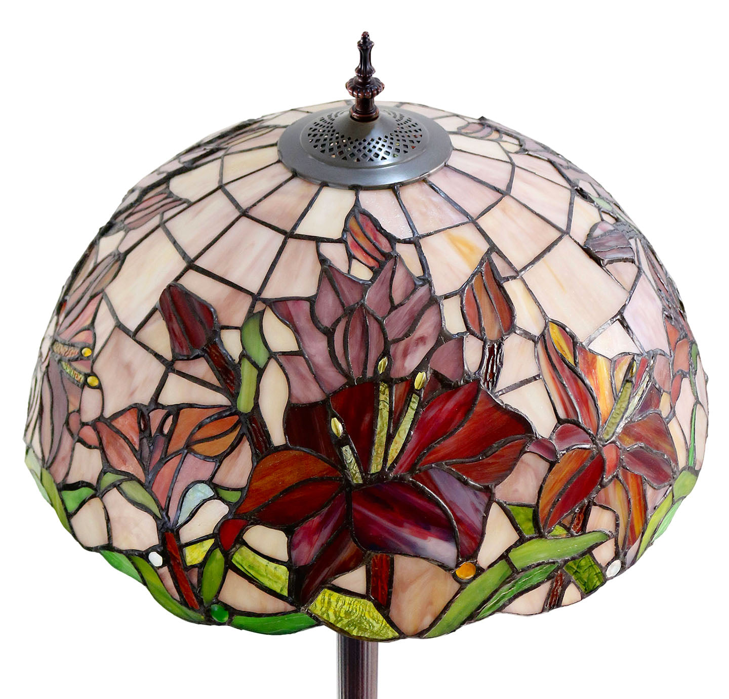 LARGE 18" Oriental Lily Style Floral Real Stained Glass Tiffany Floor Lamp LARGE 18" Oriental Lily Style Floral Real Stained Glass Tiffany Floor Lamp