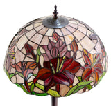 LARGE 18" Oriental Lily Style Floral Real Stained Glass Tiffany Floor Lamp LARGE 18" Oriental Lily Style Floral Real Stained Glass Tiffany Floor Lamp