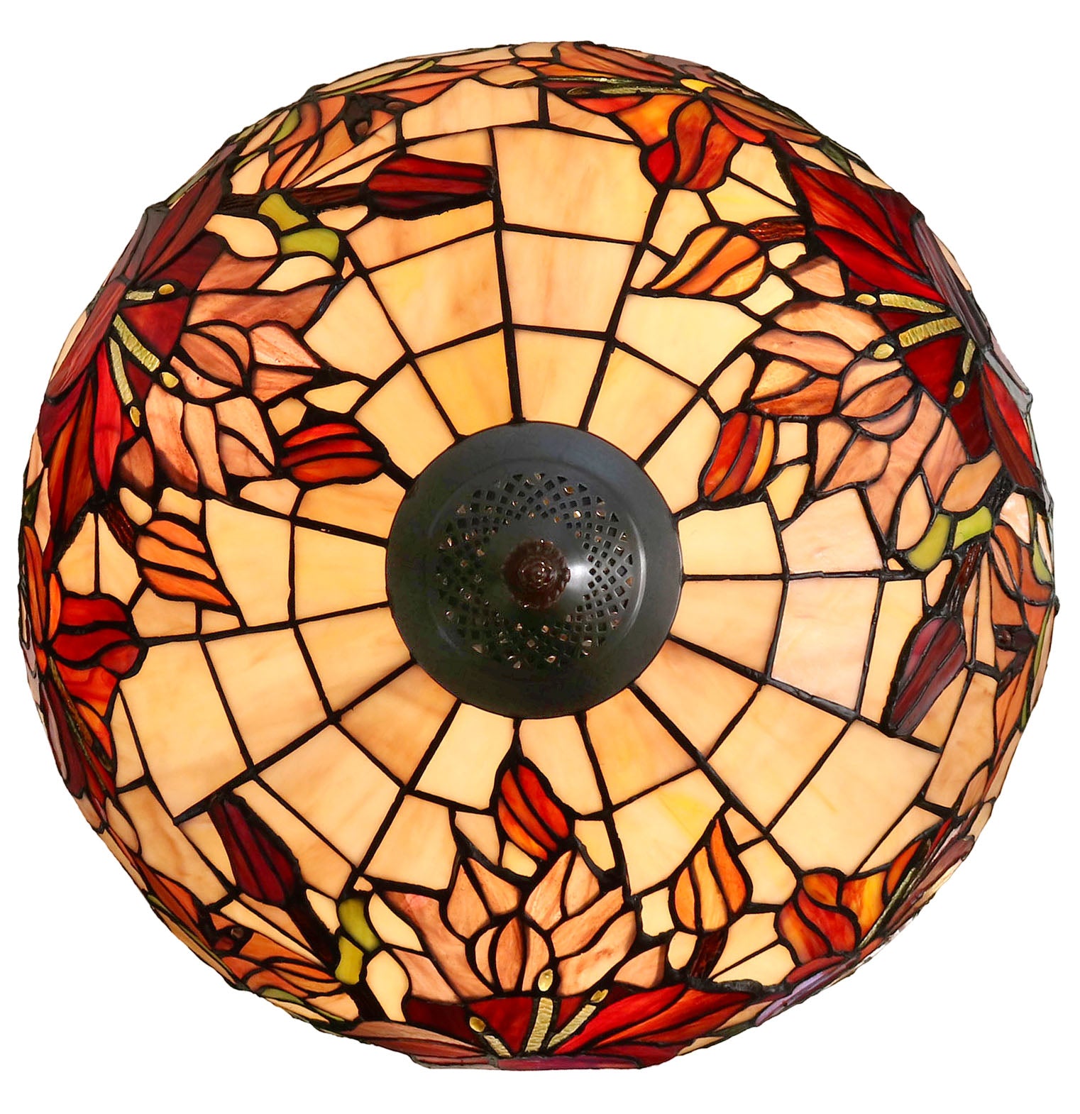 LARGE 18" Oriental Lily Style Floral Real Stained Glass Tiffany Floor Lamp LARGE 18" Oriental Lily Style Floral Real Stained Glass Tiffany Floor Lamp