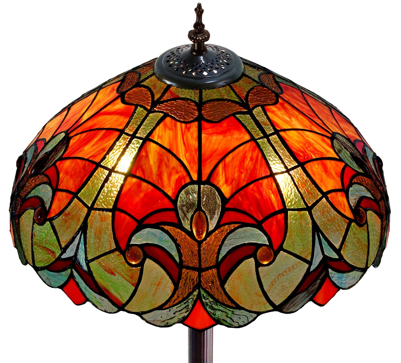 Large 18" Amor  Red Victorian Style Tiffany Style Floor Lamp Large 18" Amor  Red Victorian Style Tiffany Style Floor Lamp