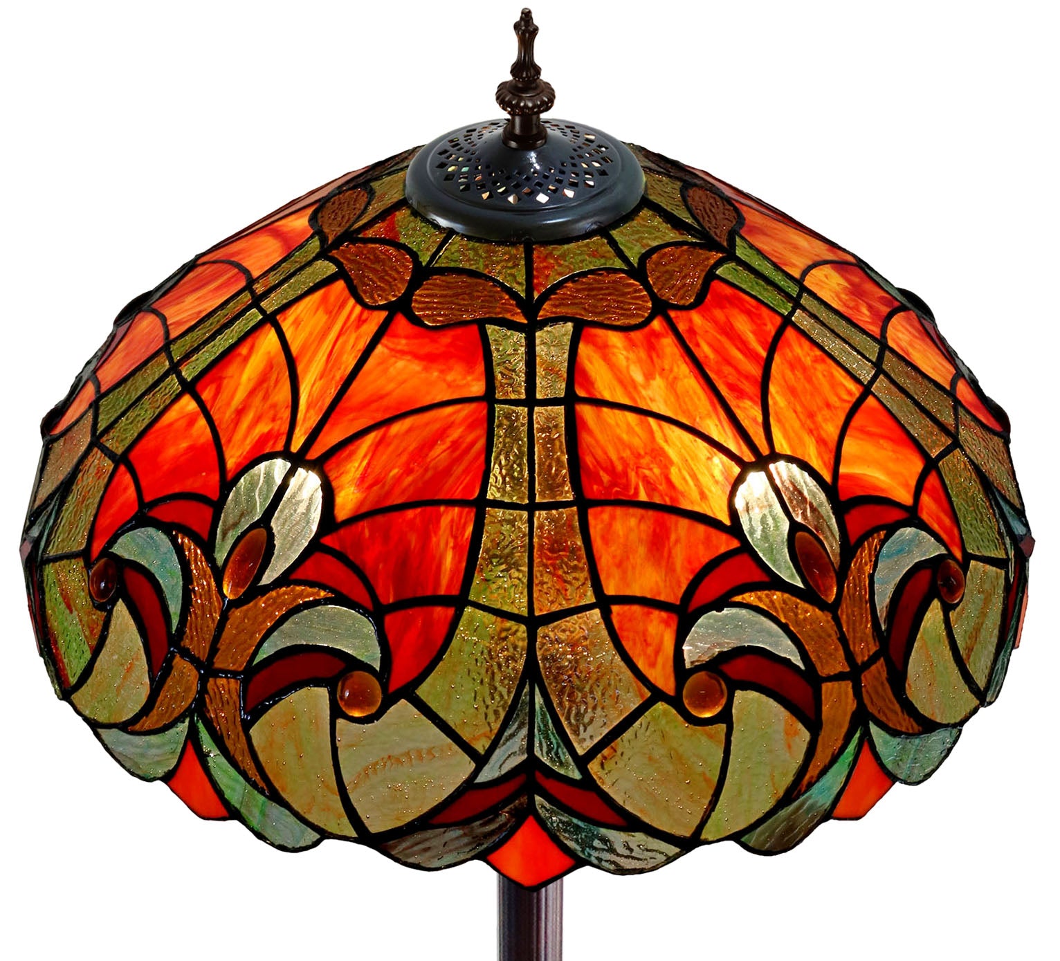 Large 18" Amor  Red Victorian Style Tiffany Style Floor Lamp Large 18" Amor  Red Victorian Style Tiffany Style Floor Lamp