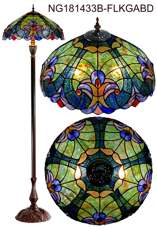 Large 18" Amor Green Victorian Style Tiffany Style Floor Lamp