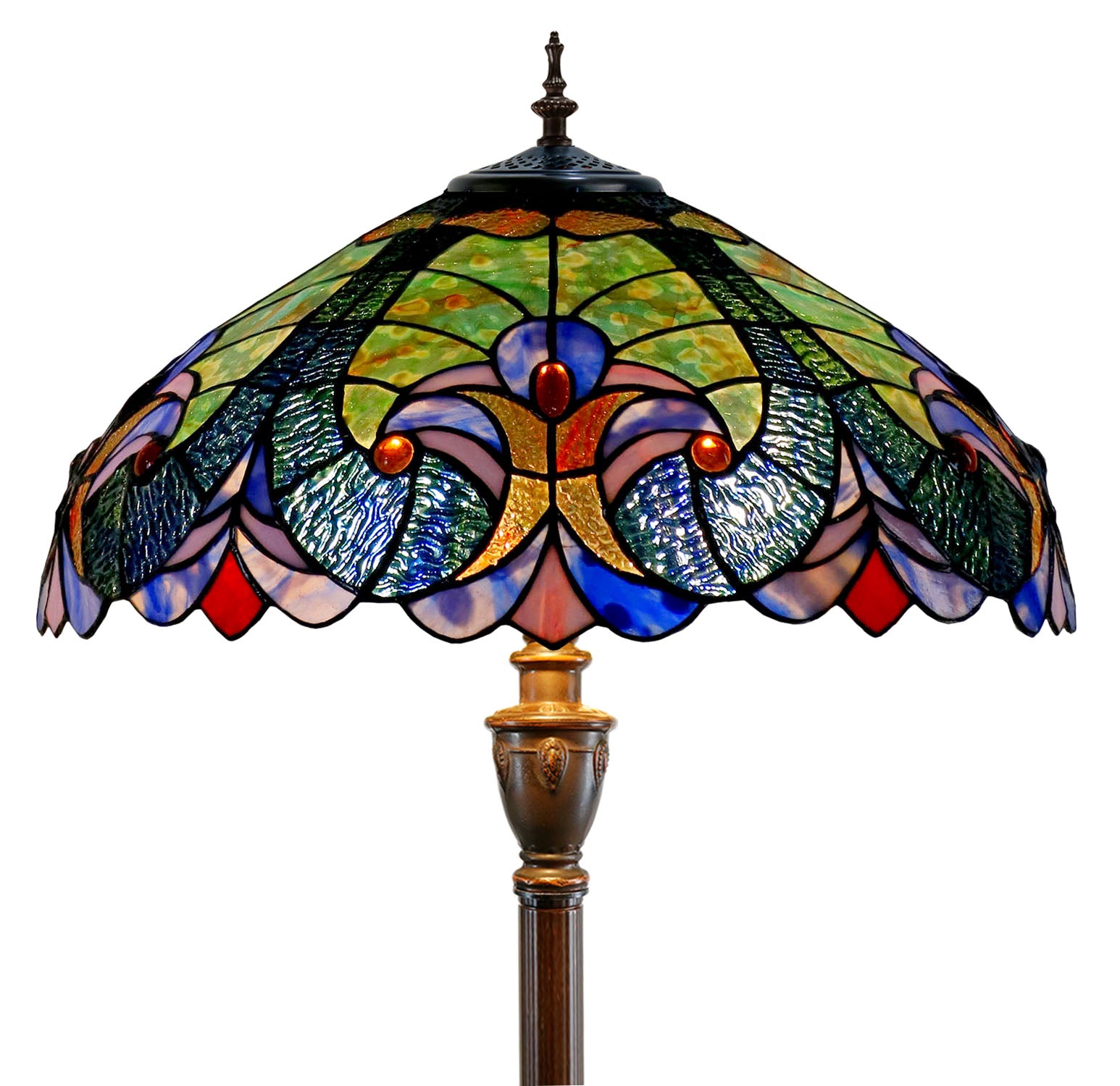Large 18" Amor Green Victorian Style Tiffany Style Floor Lamp Large 18" Amor Green Victorian Style Tiffany Style Floor Lamp