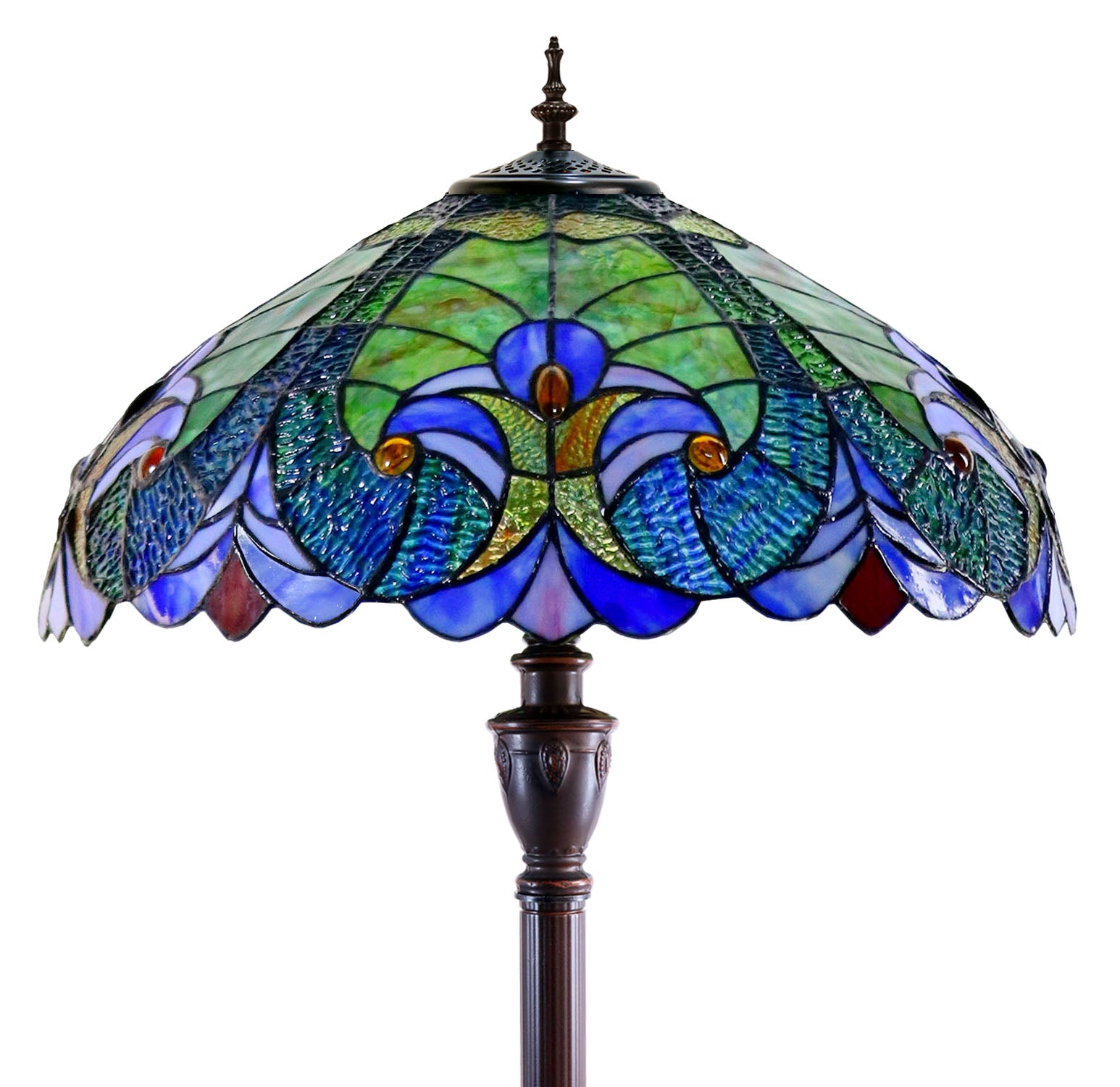 Large 18" Amor Green Victorian Style Tiffany Style Floor Lamp Large 18" Amor Green Victorian Style Tiffany Style Floor Lamp