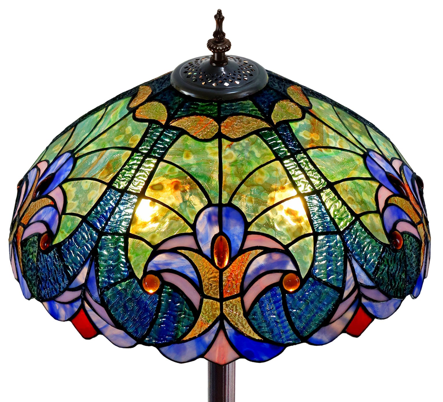 Large 18" Amor Green Victorian Style Tiffany Style Floor Lamp Large 18" Amor Green Victorian Style Tiffany Style Floor Lamp