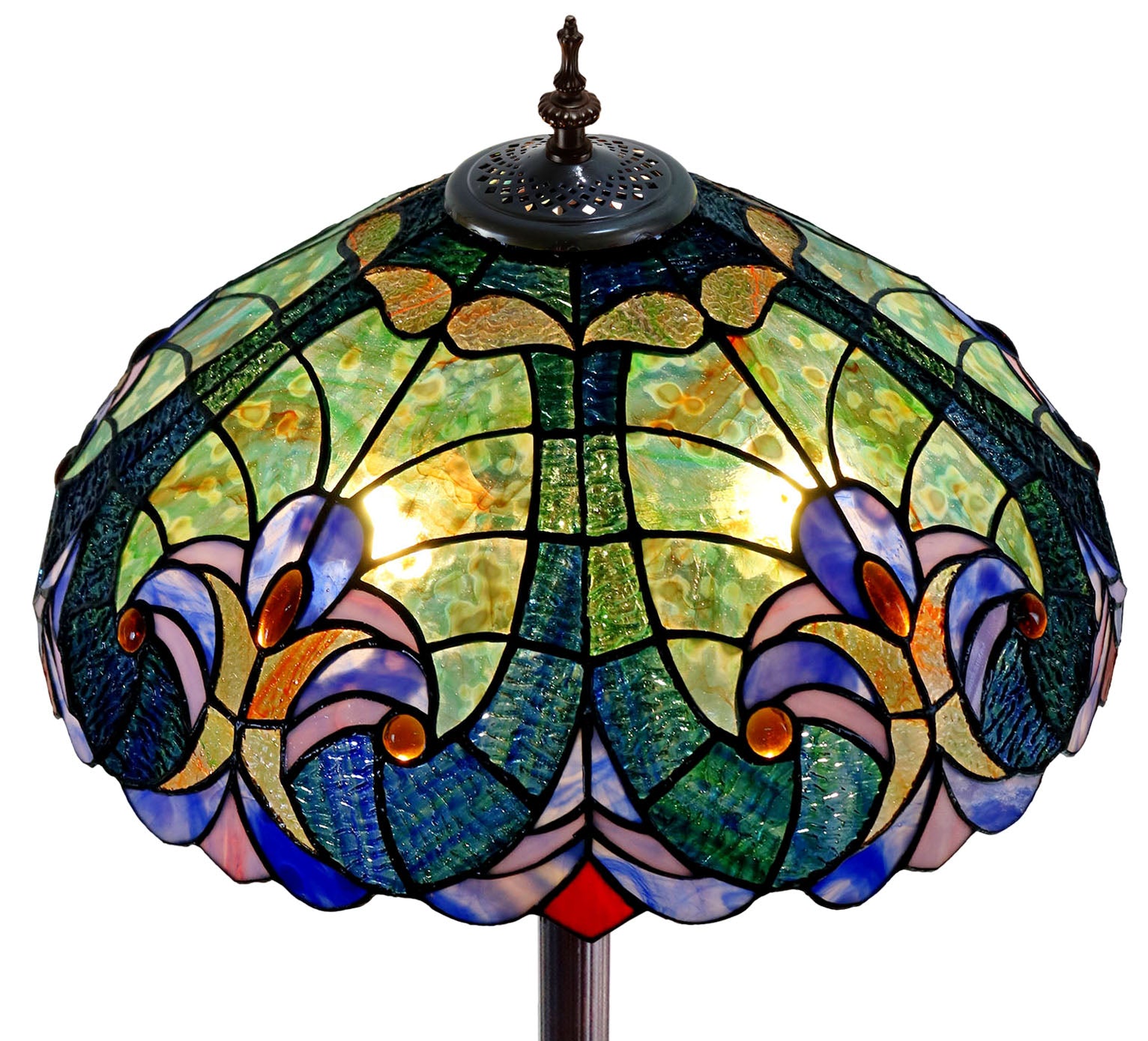 Large 18" Amor Green Victorian Style Tiffany Style Floor Lamp Large 18" Amor Green Victorian Style Tiffany Style Floor Lamp