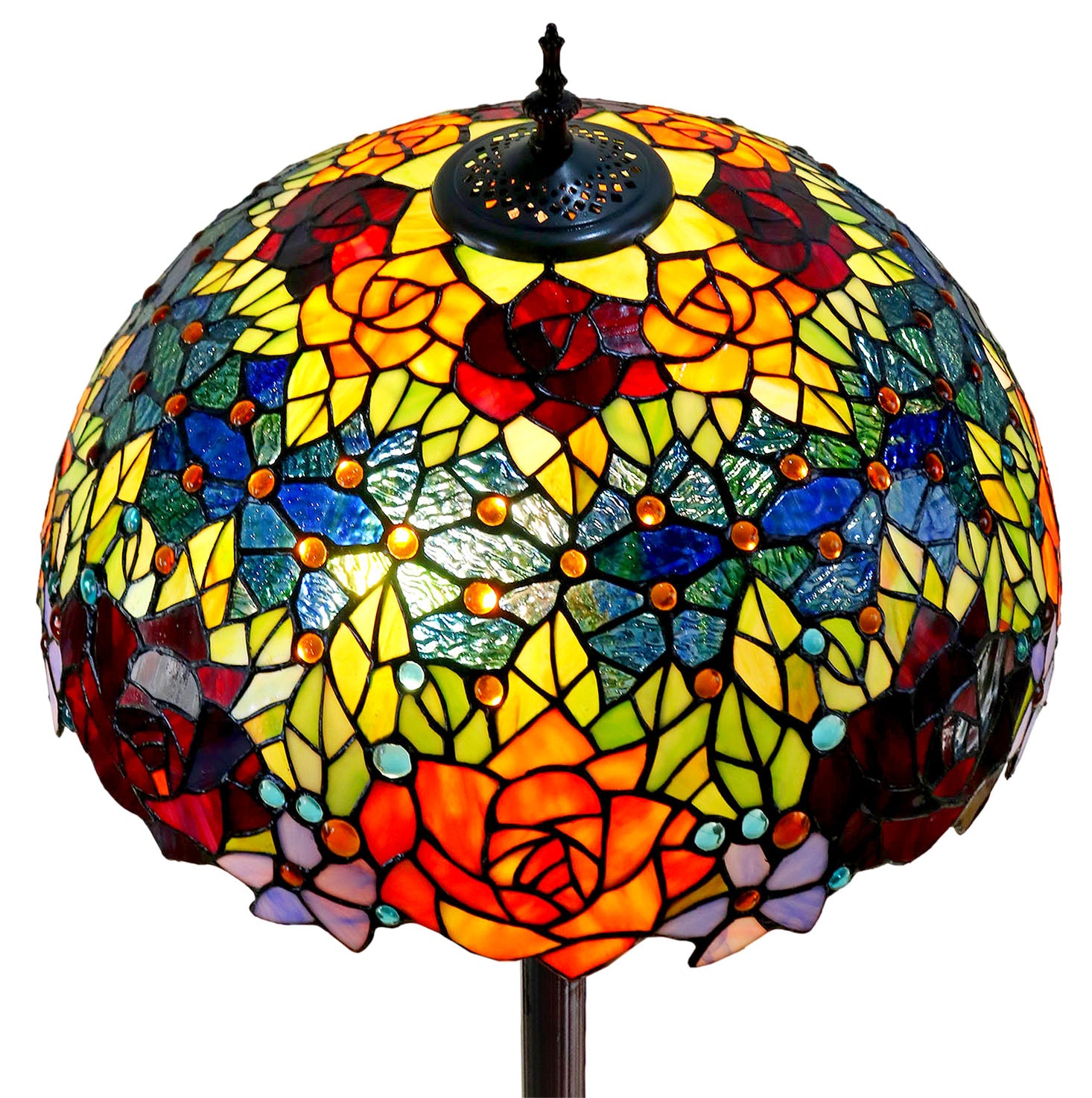 Gorgeous 18 inches wide "Garden Of Roses" Stained Glass Tiffany Floor Lamp Gorgeous 18 inches wide "Garden Of Roses" Stained Glass Tiffany Floor Lamp