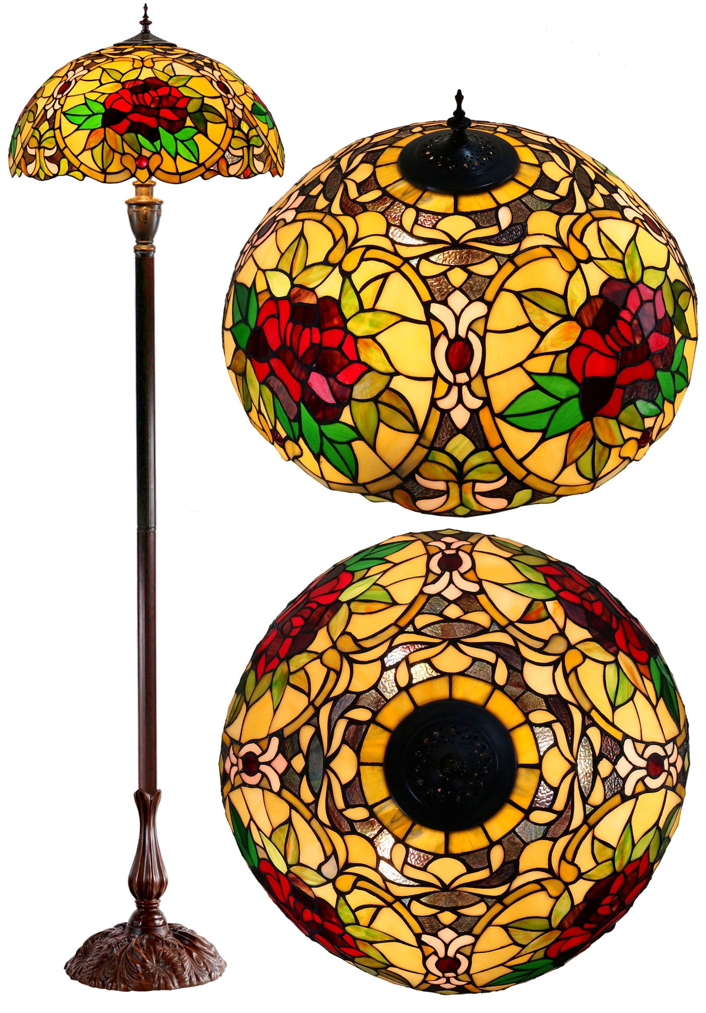 Huge 20" Red Camellia Style Leadlight Tiffany Floor Lamp Huge 20" Red Camellia Style Leadlight Tiffany Floor Lamp