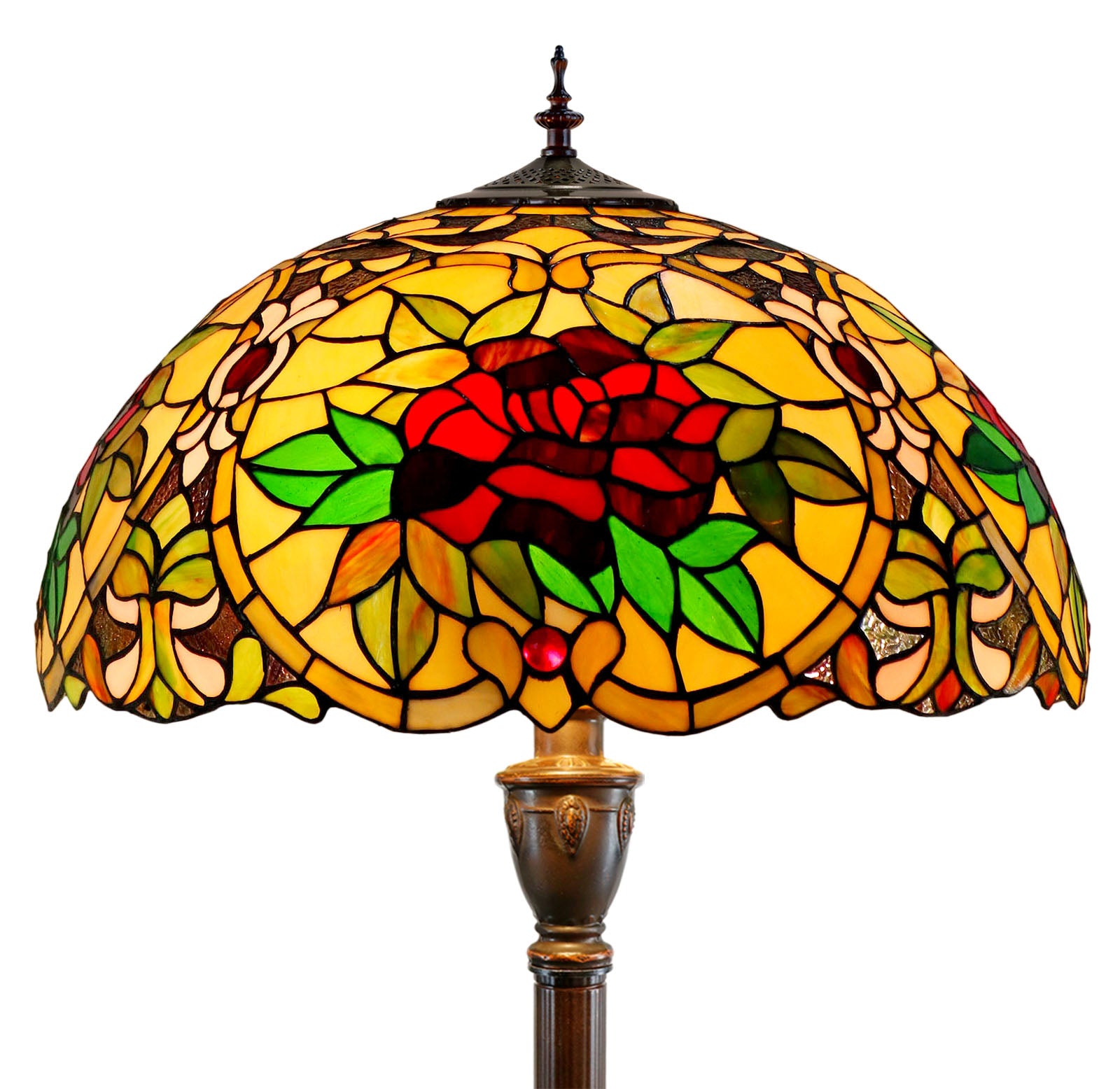 Huge 20" Red Camellia Style Leadlight Tiffany Floor Lamp Huge 20" Red Camellia Style Leadlight Tiffany Floor Lamp