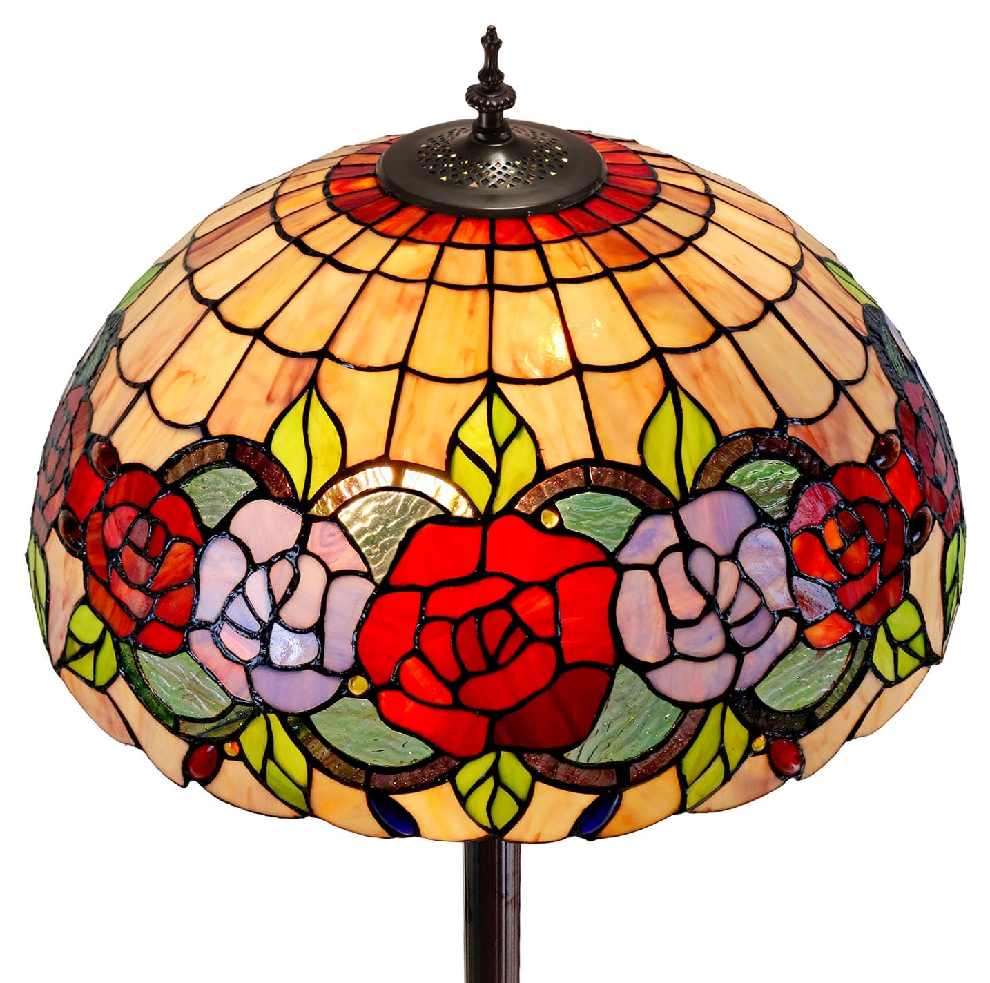 Huge 20" Red Rose Style Leadlight Tiffany Floor Lamp Huge 20" Red Rose Style Leadlight Tiffany Floor Lamp