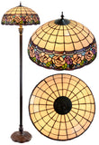 Huge 20" Chandell Rose Tiffany Style Stained Glass Floor Lamp