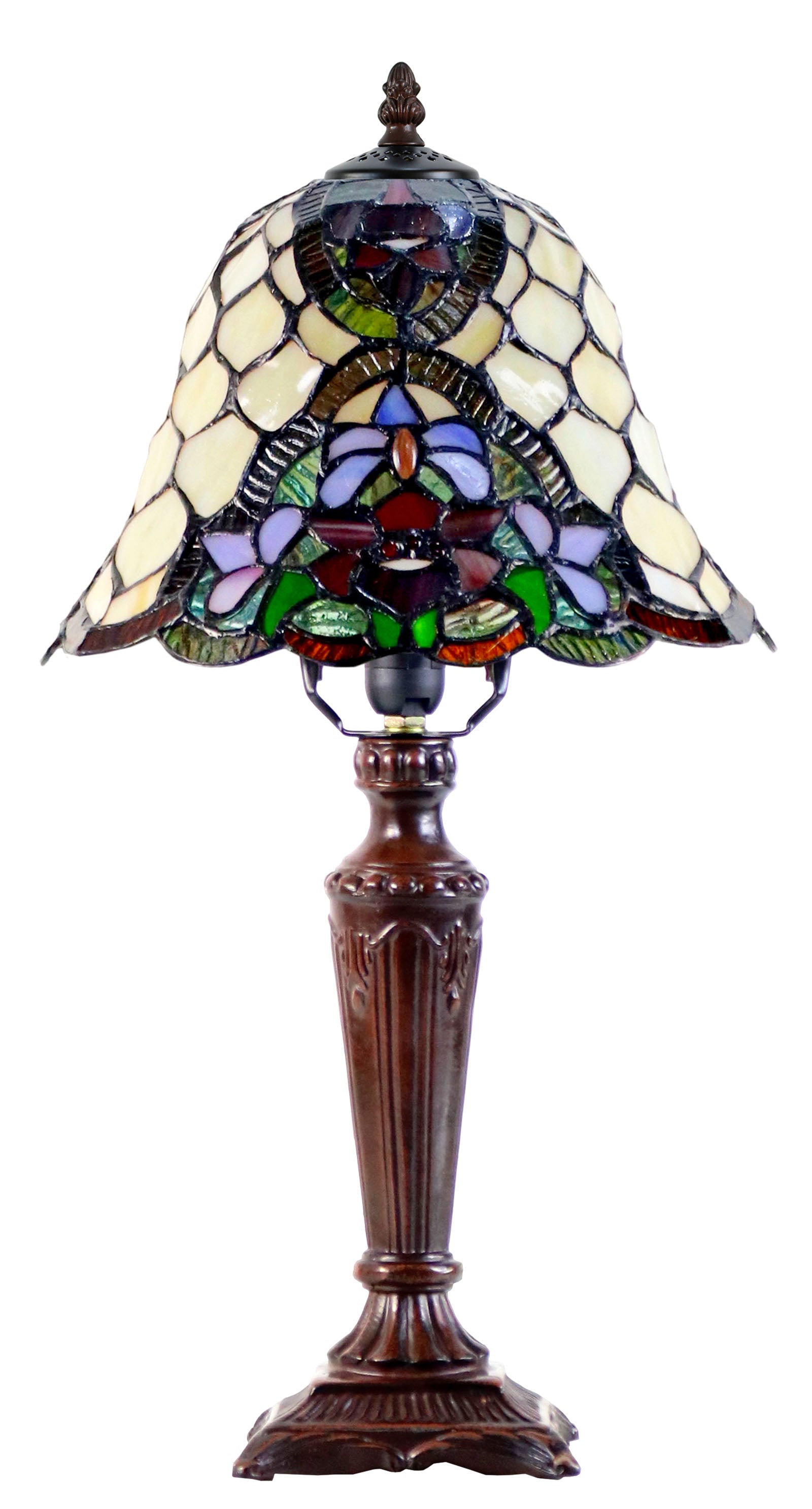 10"  Flower Poppy Tiffany Style Stained Glass Table Lamp