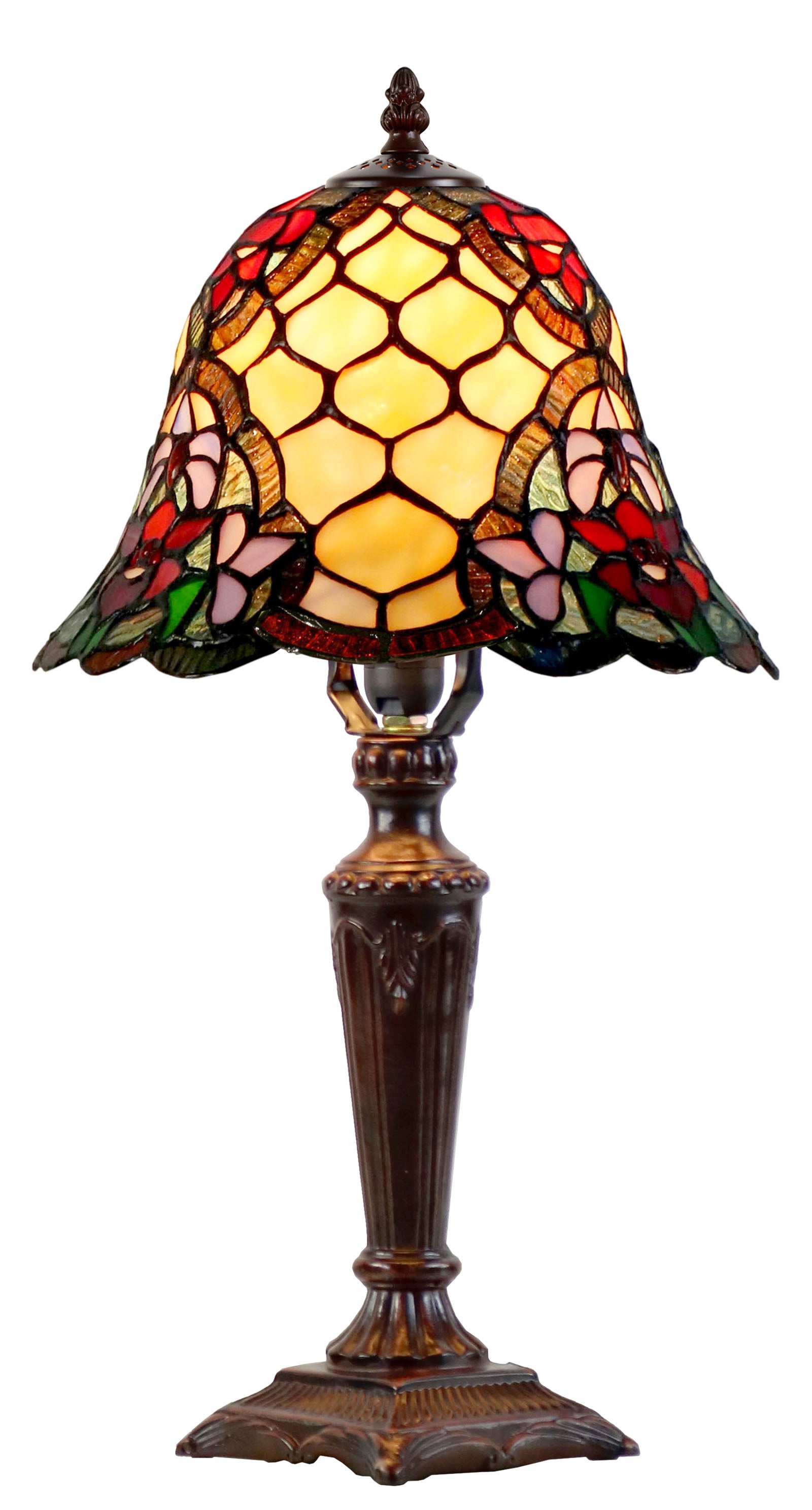 10"  Flower Poppy Tiffany Style Stained Glass Table Lamp