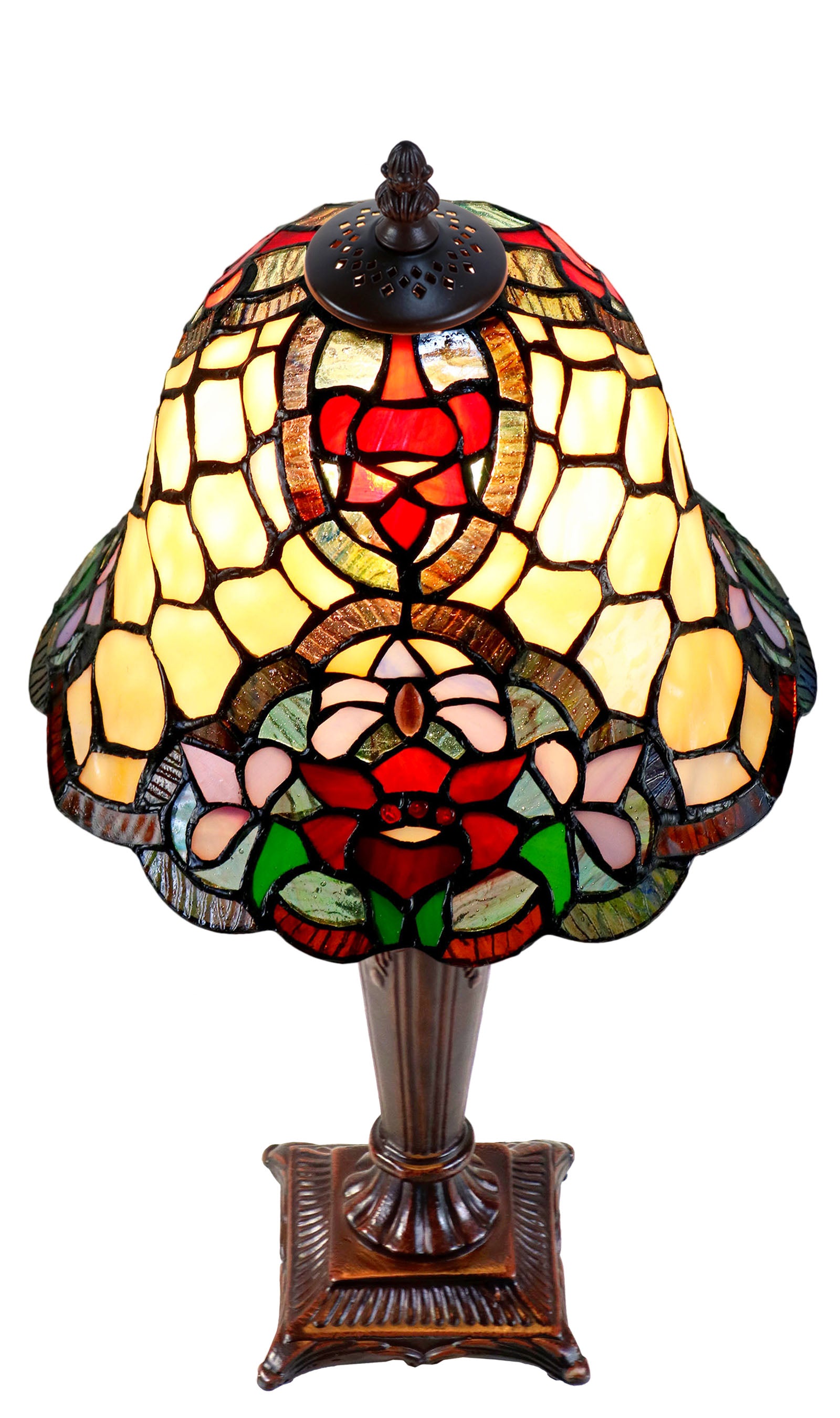 10"  Flower Poppy Tiffany Style Stained Glass Table Lamp 10"  Flower Poppy Tiffany Style Stained Glass Table Lamp