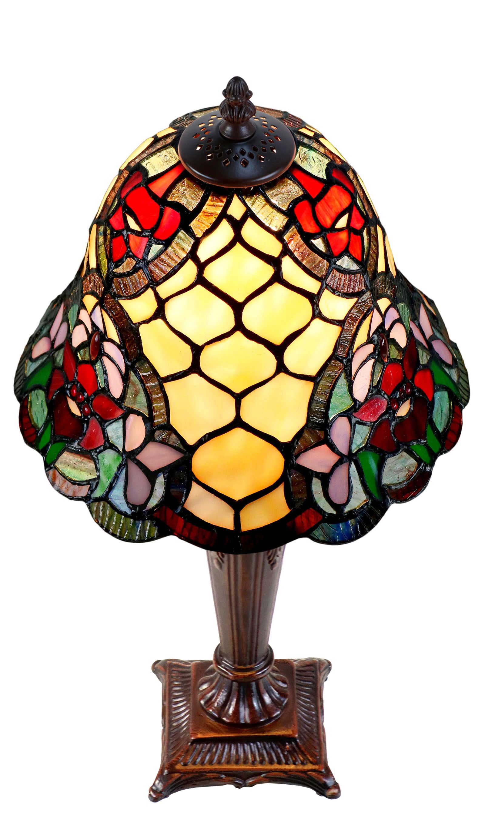 10"  Flower Poppy Tiffany Style Stained Glass Table Lamp 10"  Flower Poppy Tiffany Style Stained Glass Table Lamp
