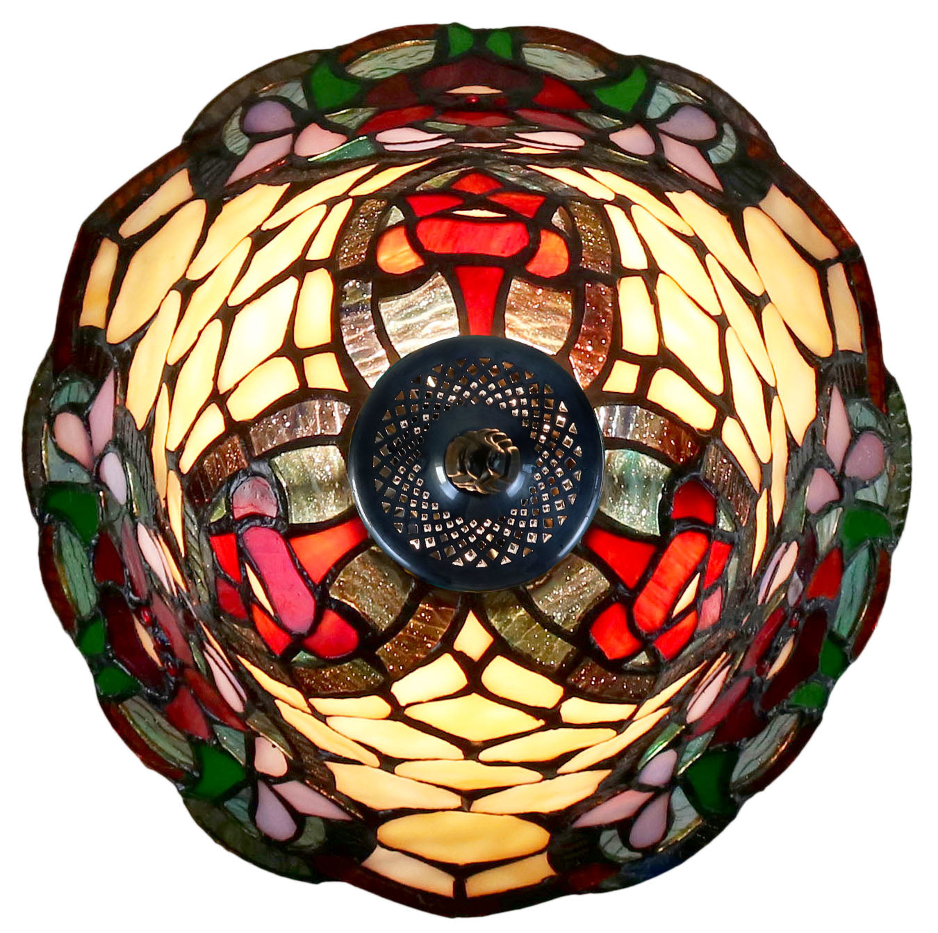 10"  Flower Poppy Tiffany Style Stained Glass Table Lamp 10"  Flower Poppy Tiffany Style Stained Glass Table Lamp